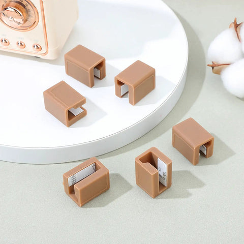 Six Piece Silicone L Shaped Corner Protectors For Cabinet And Wardrobe Handles With Strong Adhesive And Bumper Protection In Coffee Color