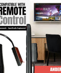 Coiled Security Cable Kit Black Bulk Pack With Remote Control Tether Leash Hook And Loop Fastener Tape CBL02, desk setup