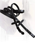 Premium English Dressage Double Bridle Curb Reins For Horses in black 13 mm leather with stainless steel buckles
