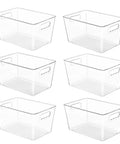 Straight Fire Kitchen Organization To Keep The Mess Tight With This Six Pack Of Large Clear Pantry Bins Boasting Heavy Duty Handles For Fridge Cabinet Freezer Sorting, stackable containers.