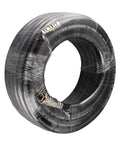 Heavy Duty 15 Meter Pneumatic Air Hose Kit For Garage Pros Features 900 PSI Max High Pressure Rating With Flexible Reinforced Rubber Design That Handles Hot Cold Temps And Delivers Rock Solid Reliability For Daily Shop Work And Inflation Jobs. coiled black rubber air hose with metal fittings