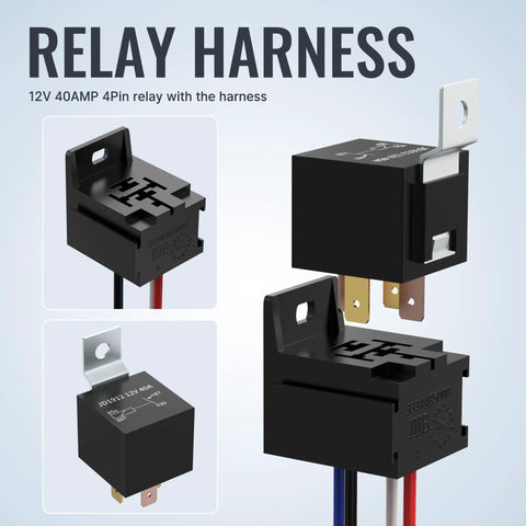 12V 40AMP 4-pin relay harness compatible with 5 In 1 Ignition Switch Panel With Red LED Toggle For Boats And Cars DC 12V 30A Racing Switch Panel Push Start Kit Easy DIY Install For Race Cars And Trucks Beefed Up Power