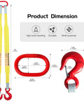 Kivomot 2-leg lifting sling, 3 ton WLL, yellow polyester webbing, red master link and hooks