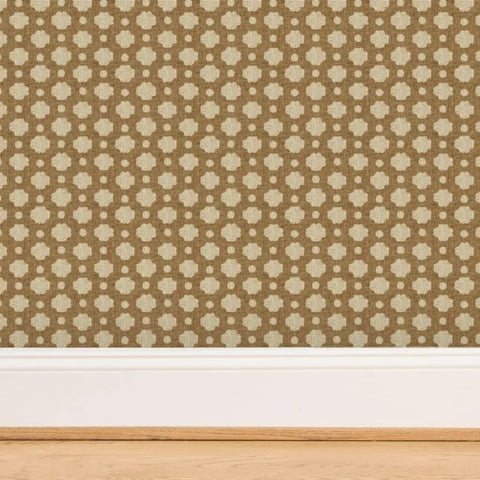 Premium Moroccan Wallpaper Roll With Matte Linen Texture And Hella Durable Non Toxic Finish For Busy Spaces brown pattern close-up view.
