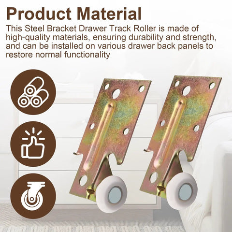 Heavy Duty Single Track Drawer Replacement With Sturdy Steel Bracket And Smooth Gliding Plastic Wheels For Cabinetry No Fuss Setup Two Piece Hardware Kit