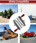 5/8 Inch Spring Loaded Twist Lock Plunger Pin Compatible With Cam Lock Wrecker Tow Truck images showcasing heavy-duty metal fasteners and usage in stabilization.