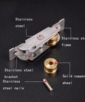 Heavy Duty Double Wheel Sliding Door Roller And Replacement Window Pulley with stainless steel and copper materials.