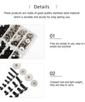 Rock Solid 360Pcs Rust Proof Flat Head And Countersunk Computer Screws M2 M2.5 M3 Stainless Steel Hardware Assortment Kit in storage case.