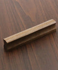 12 Pack Walnut Wood Drawer Pulls, 5.12 Inch Long, polished solid handle, two hole cabinet hardware, wood texture detail view