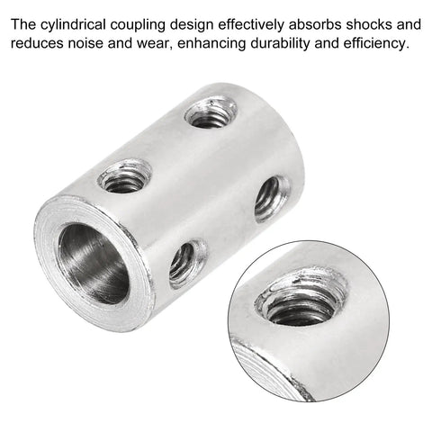 Rigid Shaft Coupler Set 4mm To 8mm For 3D Printers And DIY Projects Steel Joint Connectors L22mm By D14mm close-up view