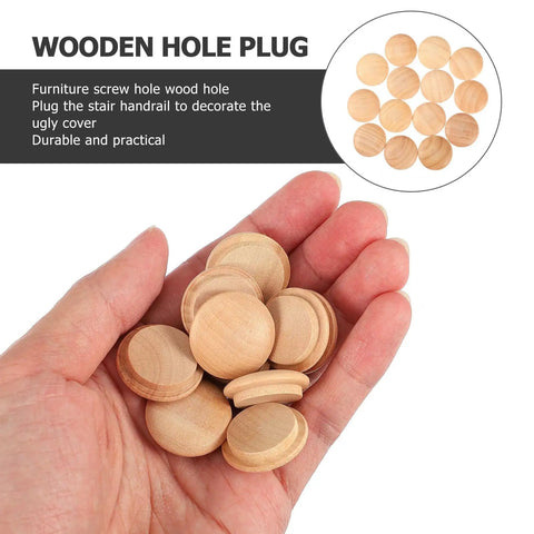 Hand holding Wooden Screw Hole Plugs For Furniture Easy Install No Fuss Decorative Covers 50 Pack Durable Wood Cabinet Hole Plugs