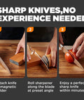 Step-by-step use of Rolling Knife Sharpener With Magnetic Angle Guide 15 And 20 Degree Two-Stage Diamond Ceramic Sharpening Kit