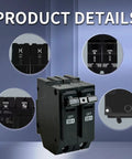 2 Pole 50 Amp Circuit Breaker For 120 And 240 Volt Panels With Standard Plug In Mount And Thermal Magnetic Protection