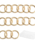 15 Pack Round Carabiner Clips With Trigger Spring O Rings Gold Finish One Inch And One Half Inch Sizes Metal Keychain Rings For Keys Bags And Purses Durable Gold Tone Buckle Clips For Everyday Carry, gold rings in storage box
