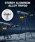 Beginner Friendly 90mm Refractor Telescope With 600mm Focal Length 180x Magnification Phone Adapter Tripod And Carry Bag