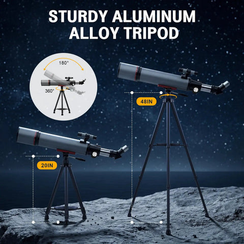 Beginner Friendly 90mm Refractor Telescope With 600mm Focal Length 180x Magnification Phone Adapter Tripod And Carry Bag