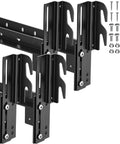 Four Piece Black Headboard Adapter Brackets Straight Shoot Install Bed Rail Hooks Adjustable Steel Connectors Built Different For Rock Solid Connections, heavy duty steel connectors with screws.