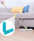 Heavy Duty 2 Pack Threaded Pole End Adapters For 19MM Metal Mop Rods attached to a cleaning pole with a mop on the floor.