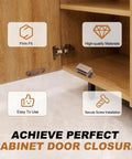Open cabinet showing Stainless Steel Cabinet Door Magnets Set Of Four Two Point Two Inch Heavy Duty Magnetic Catches For Kitchen Drawers Closets Wardrobes Red Bronze Finish in use.