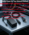 54V 210W Power Supply Adapter For Ubiquiti UniFi Switch XG 6 PoE Beefed Up Replacement Power Source US XG 6POE USW Ultra 210W 6 Port Network Switch Plug And Play Ready, black adapter with cable on desk