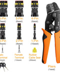 Image of 709 Piece Waterproof Wire Connector Kit With Self Adjusting Ratcheting Crimp Tool for Automotive Wiring including connectors and tool.