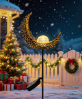 Moon Solar Garden Lights Waterproof Metal Stakes For Patio Yard Walkway Lawn Outdoor Decor Nighttime Glow Christmas Scene