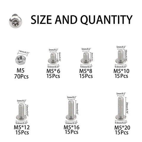 Assortment of 304 Stainless Steel Torx Security Screws and Nuts with sizes and quantities for indoor outdoor use.