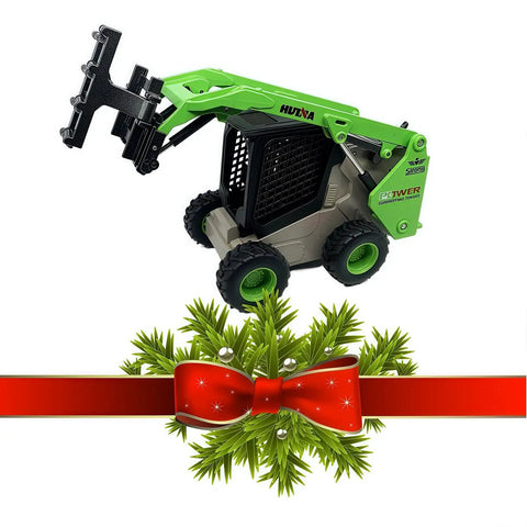 Green Three In One Skid Steer Loader Construction Toys Set One Fifty Scale Diecast with Metal Forklift for kids