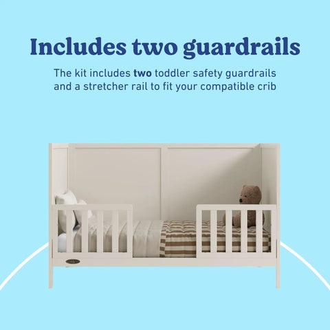 Storkcraft Toddler Safety Guardrail Kit With Slats In Frosted Oat Finish Dual Guard Rails For Crib To Toddler Bed Switch setup