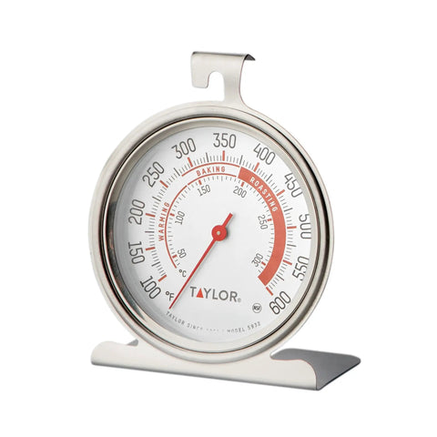 Large Dial Oven Thermometer With Three And A Quarter Inch Dial Easy Read 100 To 600 F Range Glass Lens And Red Pointer Silver Finish