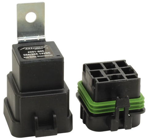 Weatherproof Automotive Relay Kit With 50 Amp Normally Open And 30 Amp Normally Closed Relays, Sealed Vibration Resistant Socket