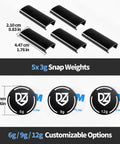 Customizable Pickleball Paddle Weight Set With 5x3g Snap Weights And End Cap Coins In 6g, 9g, And 12g For On-The-Fly Tuning