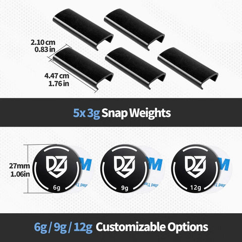 Customizable Pickleball Paddle Weight Set With 5x3g Snap Weights And End Cap Coins In 6g, 9g, And 12g For On-The-Fly Tuning