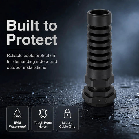 10 Pack PG11 Cable Glands 5 To 10 Mm Clamp Black Strain Relief For Electrical Enclosures PA66 Nylon Beefy Weatherproof Built To Last 9 Mm Thread Length, IP68