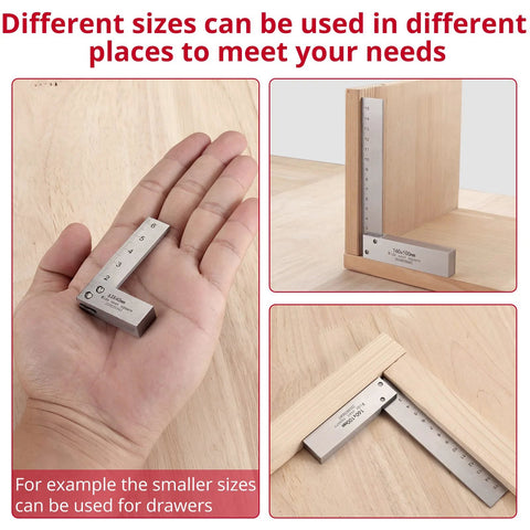 XUNTOP 4-piece machinist square set: 2, 3, 4 and 6 inch hardened steel squares for precision layout