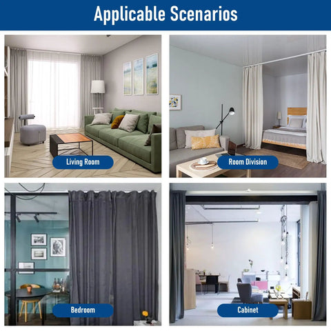 Heavy Duty Ceiling Or Wall Mount Curtain Track System With Hooks 6 Feet Aluminum Rail For Living Room Bedroom And Bath Smooth Gliding Curtains White Finish in living room, bedroom, room division, cabinet