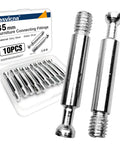 10 Pcs 35mm Cam Bolts for Furniture Assembly and Repair M6, zinc plated iron, displayed with packaging