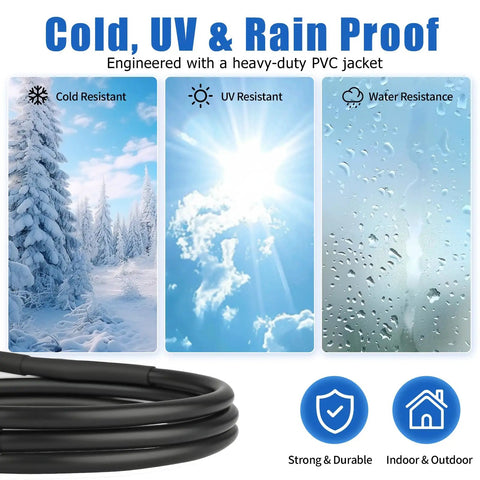Low Loss RG58 50 Ohm BNC Male To Male Coax Cable Kit, 2 Pack, 3 Ft, With 2.2 Inch Heat Shrink Tubing, cold UV rain proof