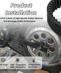 Golknha Drive Belt Replacement For 86-94 Harley Davidson Softail Heritage Fat Boy Plus Standard Custom Springer Models Like Flstc And Flstn With 132 Tooth Count And 1.5 Inch Width For Rock Solid Performance installed on a motorcycle, showcasing rubber material and performance details.