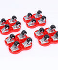 Heavy Duty Furniture Dolly Platform Featuring Rock Solid Omnidirectional Swivel Casters For No Sweat Heavy Gear Hauling Across Garage Workshop And Storage Space with red and black casters.