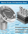 1-1/2 Inch Boat Gas Deck Fill Filler With Keyless Cap shown in stainless steel with corrosion-resistant features