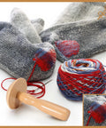 No-Fuss Mini Darning Loom Kit With 50 Color Threads For Quick Sock And Jeans Repairs, Includes Darning Mushroom Egg, Complete Beginner Friendly Tools, DIY Artful Patches To Repair Clothes with wooden darning mushroom and woven sock patch.