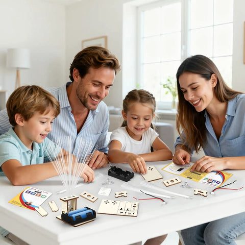 Six Pack Fiber Optic STEM Kits For Kids Ages Six To Twelve Hands On Light Craft Projects To Build Your Own Glowing Lamp With Fiber Optic Strands Easy Assembly Battery Not Included Classroom Set assembled on table