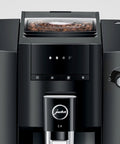 Front view of sleek black One-Touch Automatic Coffee Machine For Home Use With Five Barista Styles Including Espresso.
