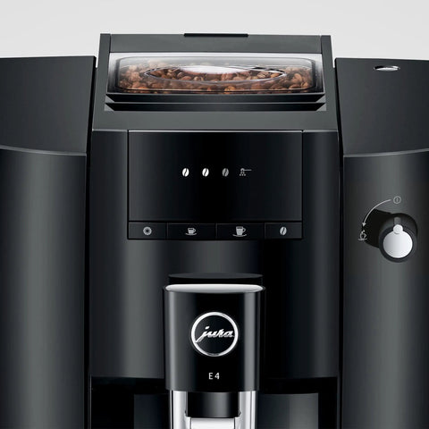 Front view of sleek black One-Touch Automatic Coffee Machine For Home Use With Five Barista Styles Including Espresso.