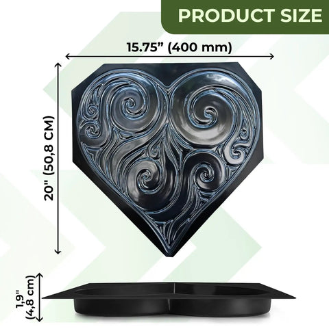 Heart Shaped Concrete Pathmaker Mold For DIY Garden Walkway Pavers And Stepping Stones ABS 2mm Durable Cement Mold with size