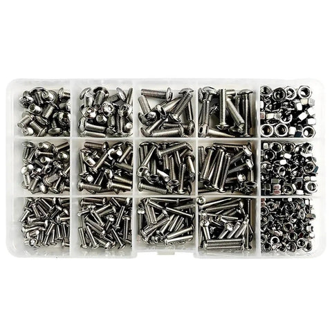 Grab This Pro Grade Hex Head Screw And Nut Kit In 304 A2 Stainless Steel, 12 Sizes M3 M4 M5, 500 Pieces Per Carton, Sturdy Storage Box