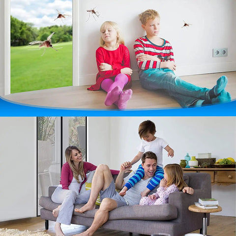 Children safe indoors with Black Magnetic Screen Door for doors up to 36x82 inches, 39x83 panel with wide border, blocking bugs.