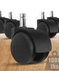 2 Inch Chair Caster Wheel Set Of 5 Heavy Duty Replacement Wheels for Office Chairs Quiet Glide on Hardwood Floors and Carpets