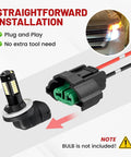 H8 H9 H11 880 881 Female Adapter Wire Connector 2 Pin Plug And Play for headlight and fog light wiring